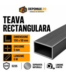 Teava rectangulara 150 x 50 x 5 mm, 12 metri